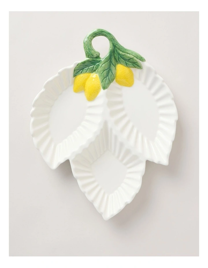 Ribbed Lemons Trio Leaf Dish 34cm image 1