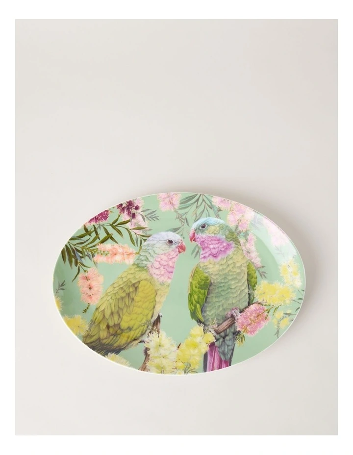 Lauren Stringini Princess Parrot Oval Platter 35.5cm in Green image 1