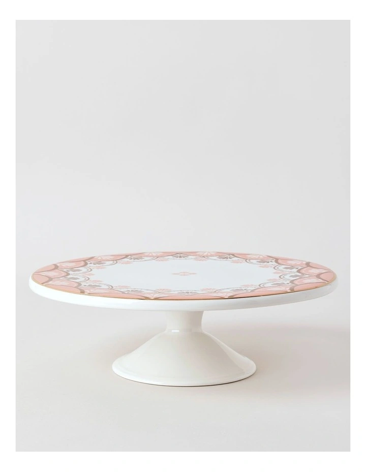 Cordelia Footed Cake Stand in White/Pink image 1