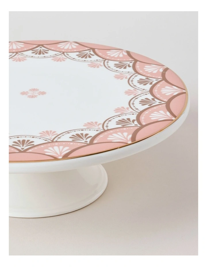 Cordelia Footed Cake Stand in White/Pink image 2