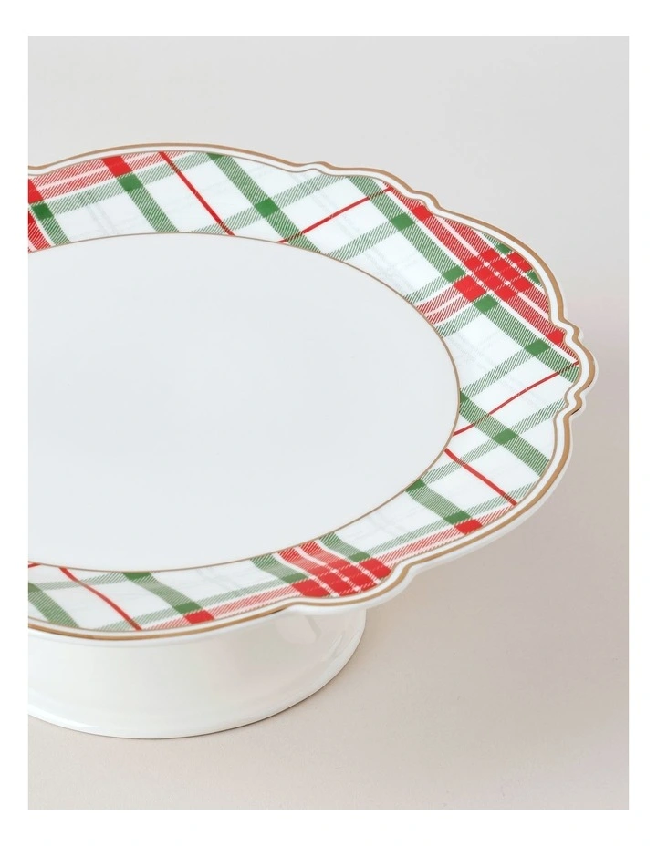 Christmas Tartan Footed Cake Stand in Multi image 2