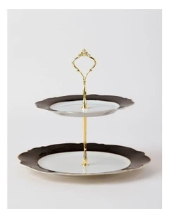 Raven 2-Tier Cake Stand in Black/Gold