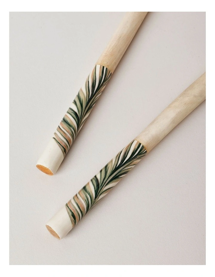 Fuse Wood & Enamel Salad Servers in Natural/White image 2