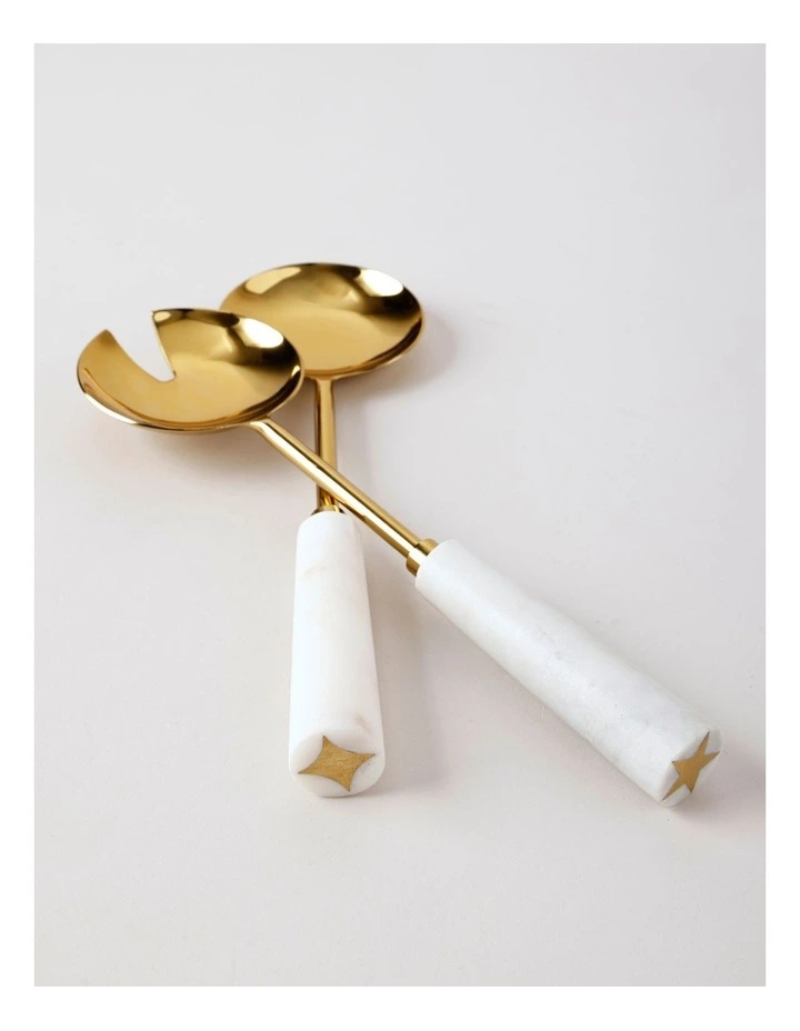 Wonderland Salad Server Set of 2 in Marble image 2