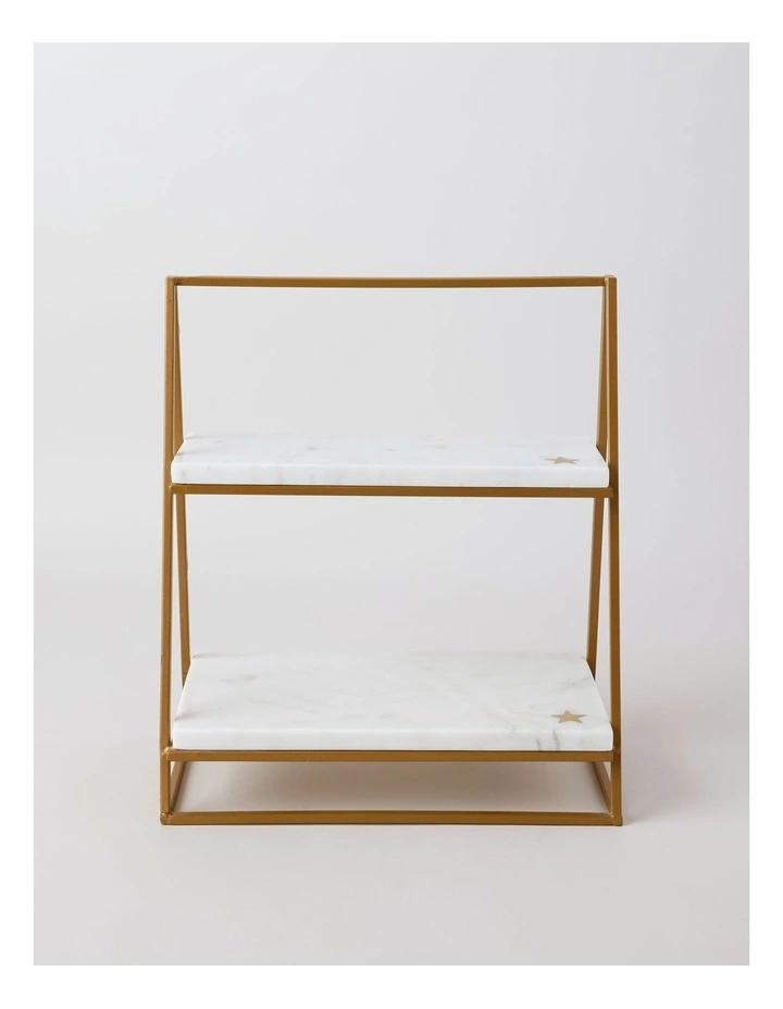 Wonderland 2 Tier Rectangular Stand in Marble image 1
