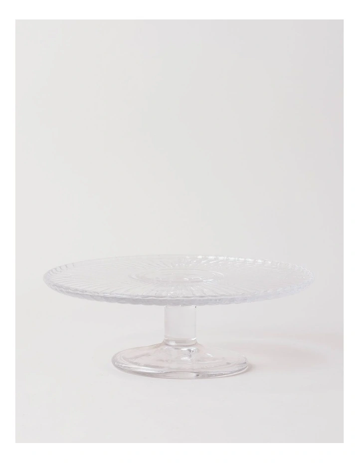 Honey Bee Pressed Glass Cake Stand in Clear image 1