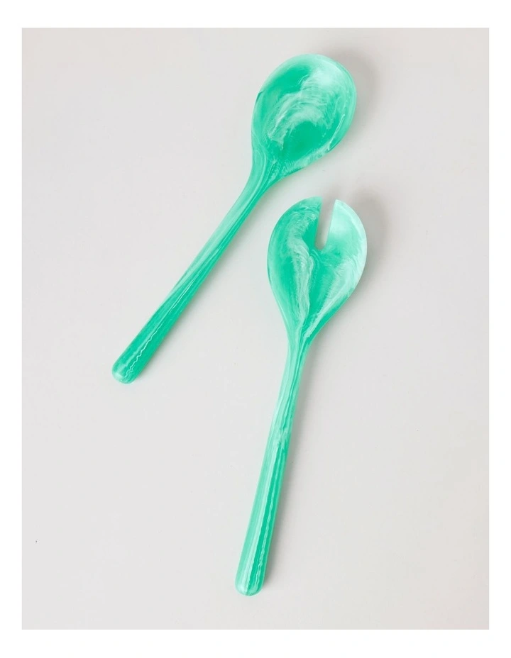 Pastel Brights Salad Server Set of 2 in Teal image 1