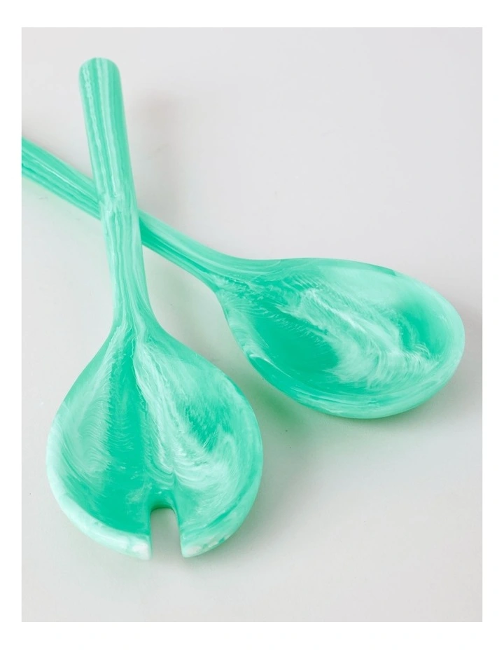 Pastel Brights Salad Server Set of 2 in Teal image 2