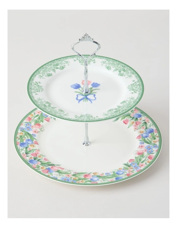 Tulips 2 Tier Cake Stand in Multi image 2