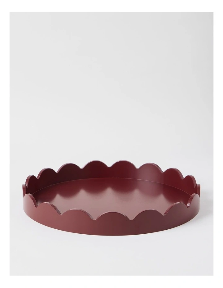 Cherry Coded Scalloped Tray in Red image 1