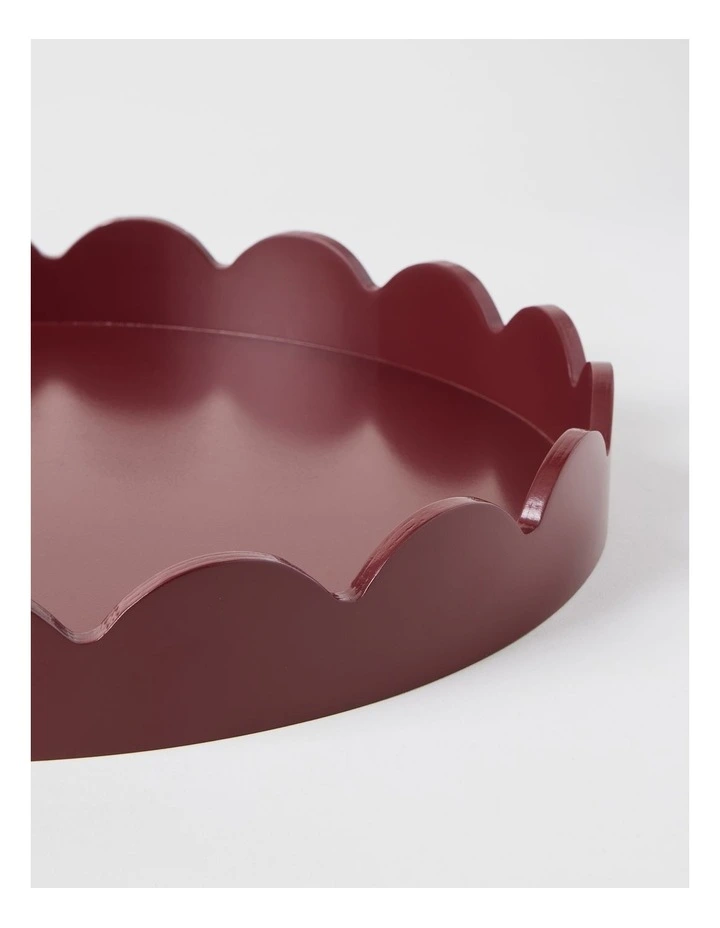 Cherry Coded Scalloped Tray in Red image 2