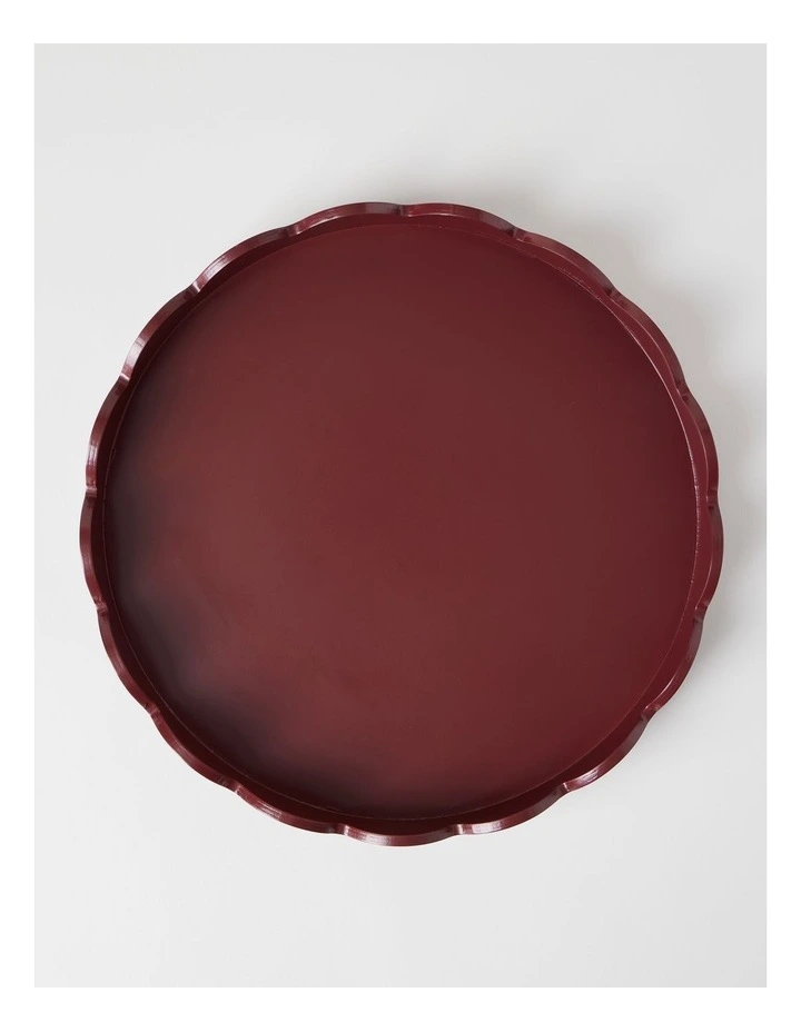 Cherry Coded Scalloped Tray in Red image 3