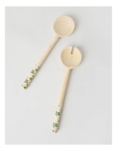 Artists of Ampilatwatja x Art Series Bush Flowers Salad Servers by Latoya Ngwarraye Petrick
