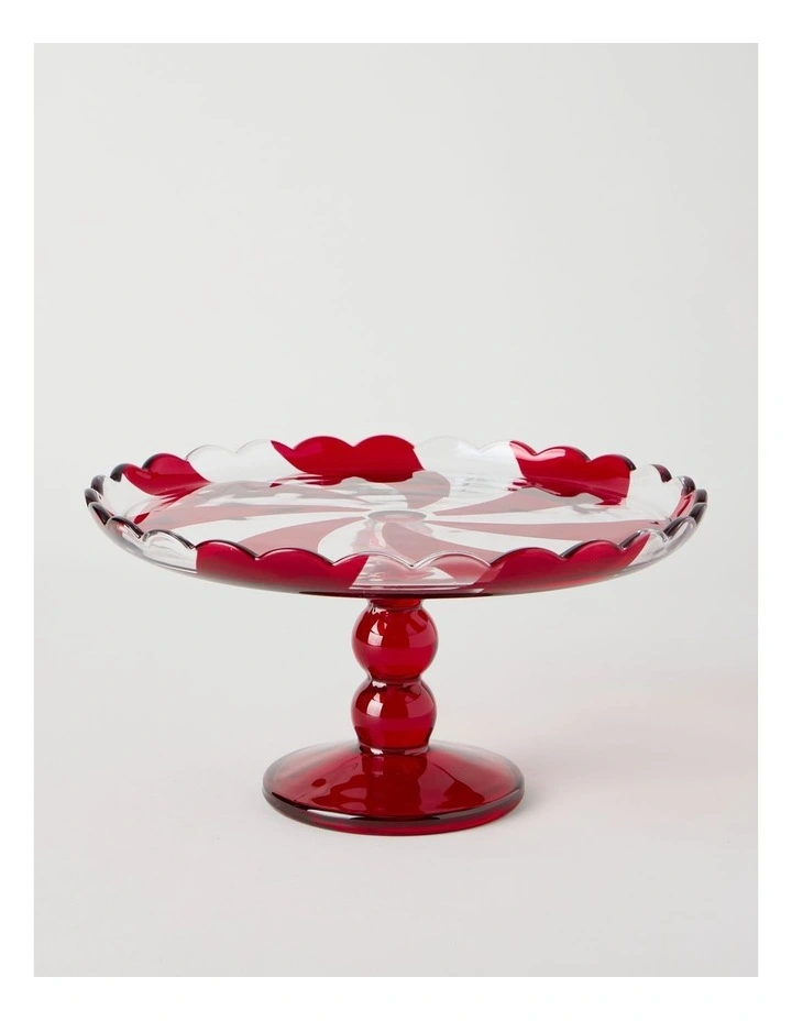 Christmas Candy Cane Cake Stand 25cm in Red image 1