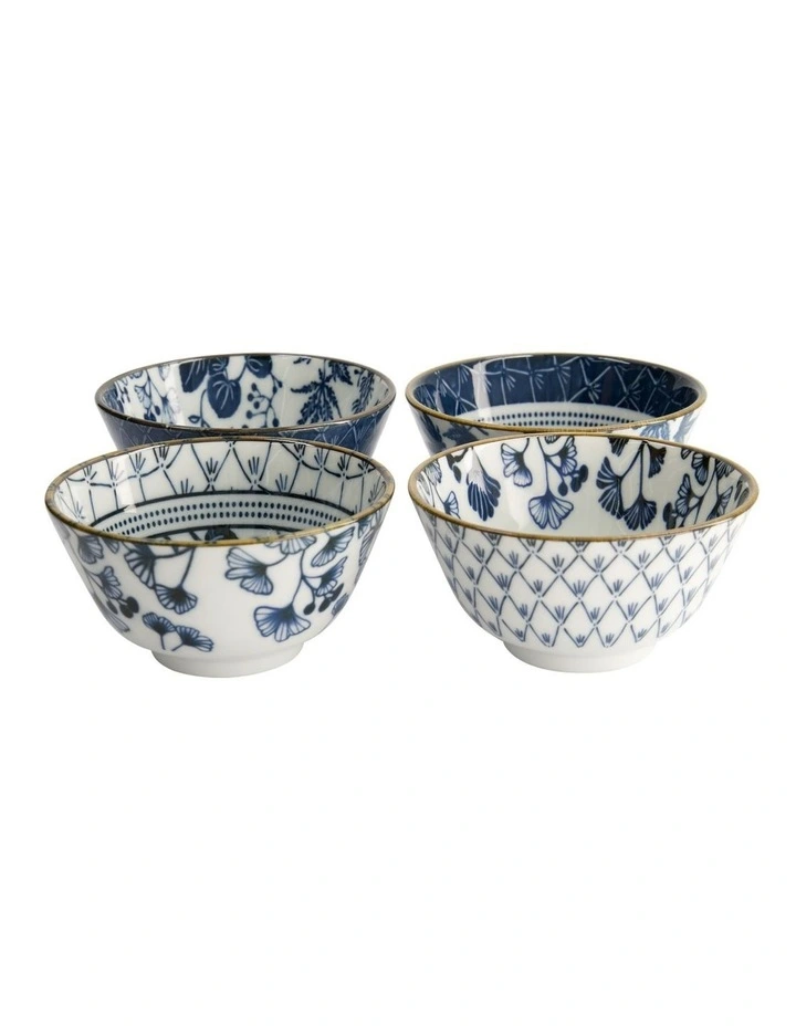 Flora Japonica Mixed Rice Bowl 12cm 4 Piece in Blue image 2