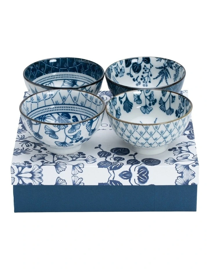 Flora Japonica Mixed Rice Bowl 12cm 4 Piece in Blue image 3