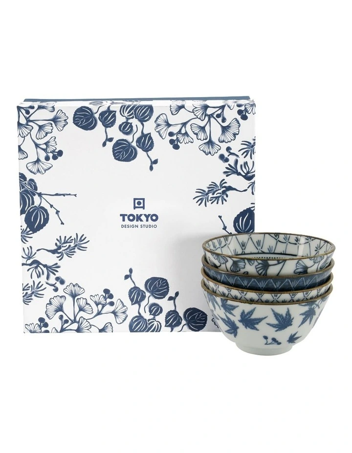 Flora Japonica Mixed Rice Bowl 12cm 4 Piece in Blue image 5