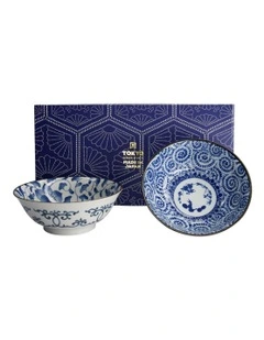 Haru Mixed Bowl Giftset 2 Piece 19x7.5cm in Blue
