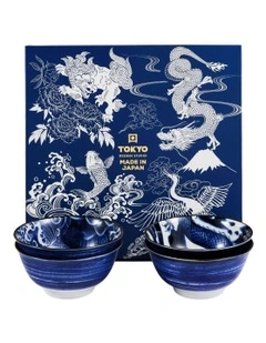 Japonism Mixed Bowl Giftset 4 Piece 14cm in Blue