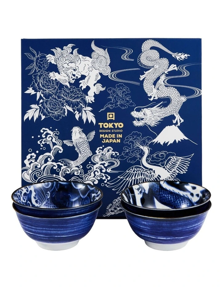 Japonism Mixed Bowl Giftset 4 Piece 14cm in Blue image 1