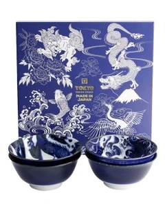 Japonism Mixed Bowl Giftset 4 Piece 14cm in Blue
