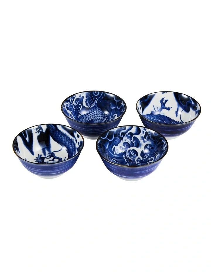 Japonism Mixed Bowl Giftset 4 Piece 14cm in Blue image 3