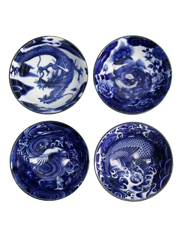 Japonism Mixed Bowl Giftset 4 Piece 14cm in Blue image 3