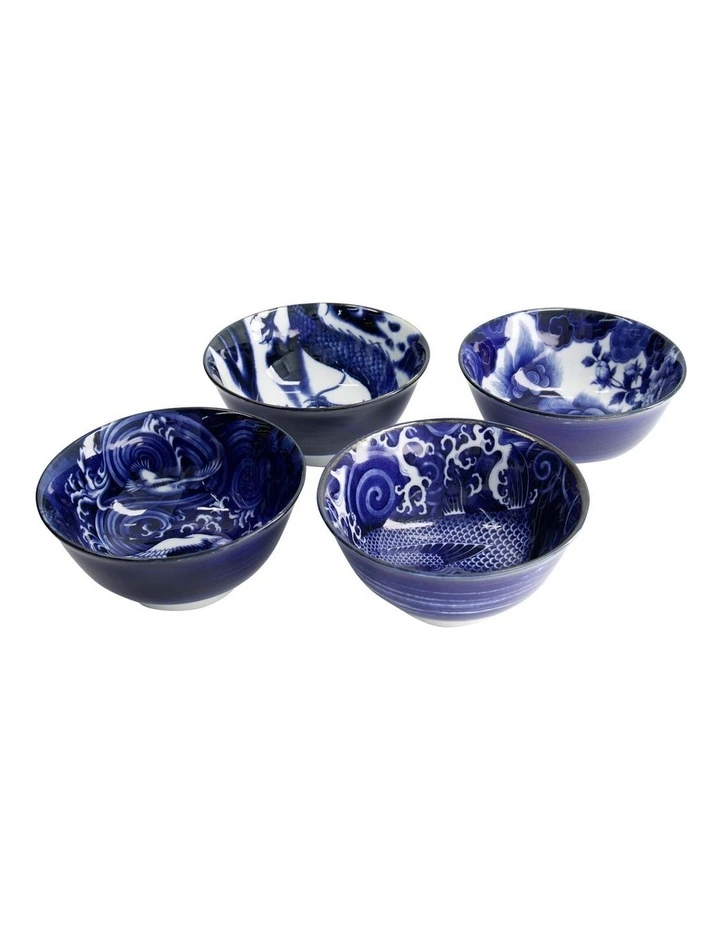 Japonism Mixed Bowl Giftset 4 Piece 14cm in Blue image 4