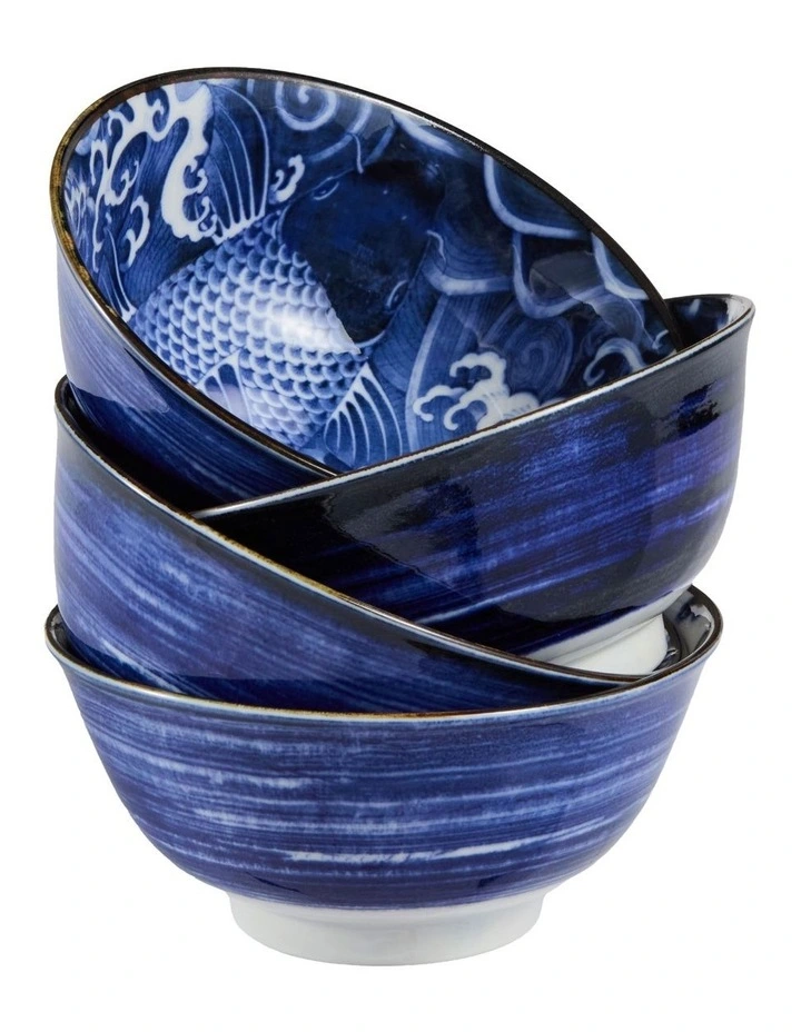 Japonism Mixed Bowl Giftset 4 Piece 14cm in Blue image 5