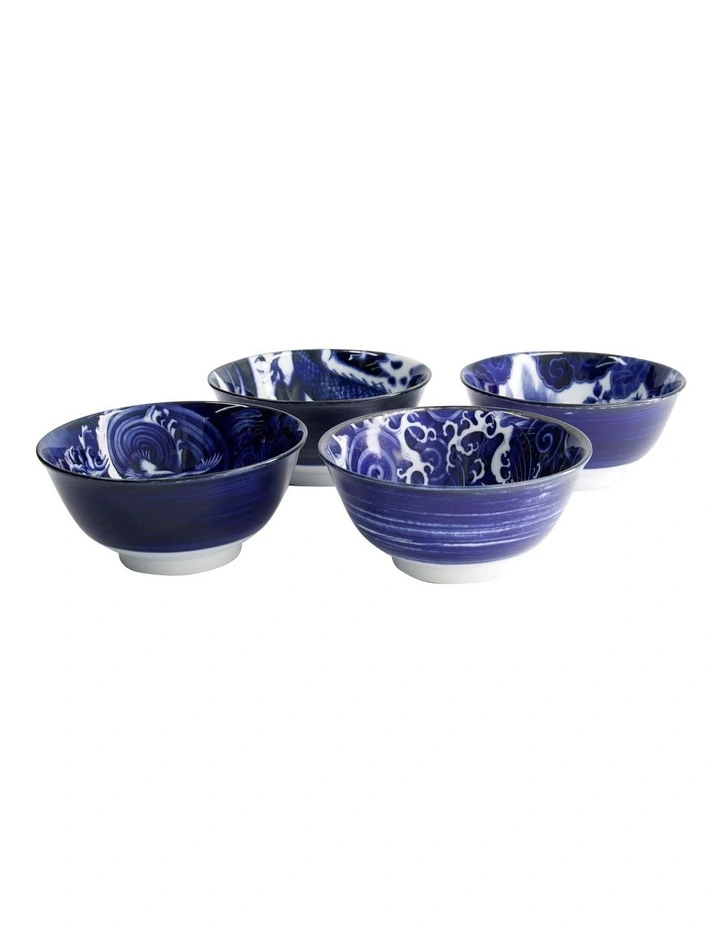 Japonism Mixed Bowl Giftset 4 Piece 14cm in Blue image 5