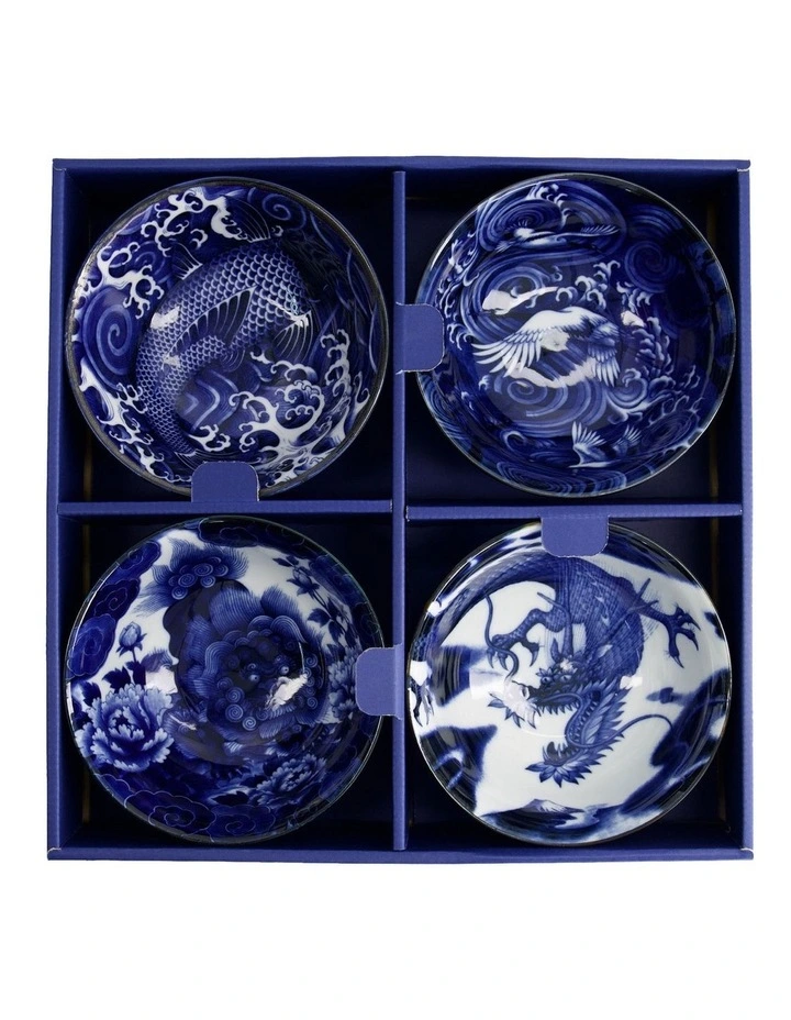 Japonism Mixed Bowl Giftset 4 Piece 14cm in Blue image 6