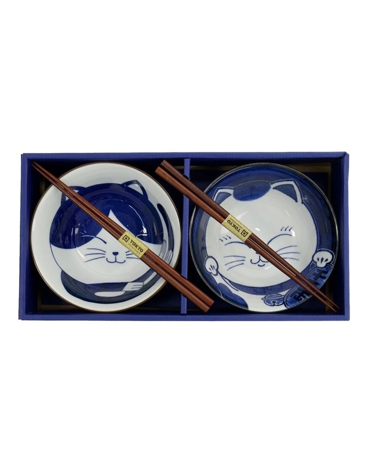 Kawaii Neko Bowl With Chopsticks 2 Piece in Multi image 7