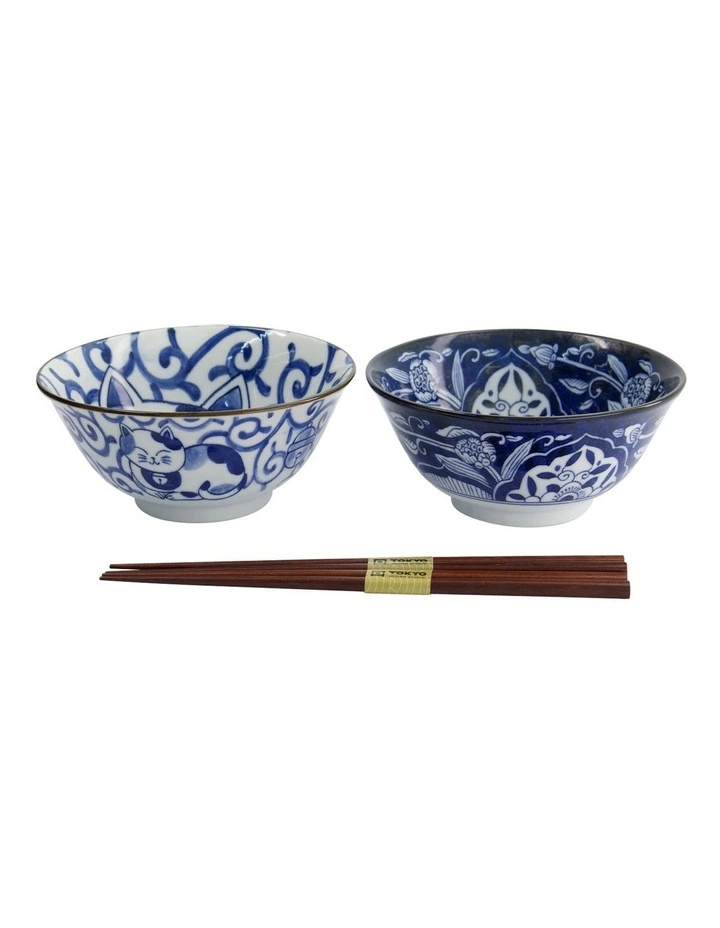 Kawaii Neko Bowl With Chopsticks 2 Piece in Multi image 4