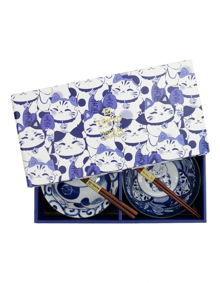 Kawaii Neko Bowl With Chopsticks 2 Piece in Multi image 6