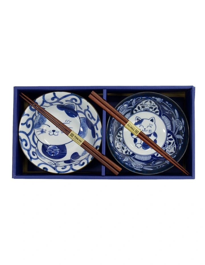 Kawaii Neko Bowl With Chopsticks 2 Piece in Multi image 7
