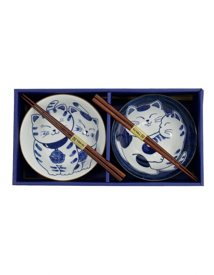 Kawaii Neko Bowl With Chopsticks 2 Piece in Multi image 7