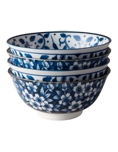 Sakura Maizuru Bowl Giftset 4 Piece 15cm Gift Boxed in Blue