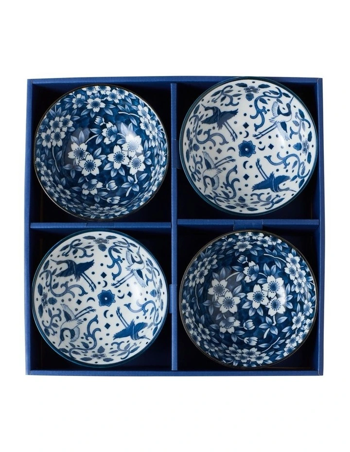 Sakura Maizuru Bowl Giftset 4 Piece 15cm Gift Boxed in Blue image 3