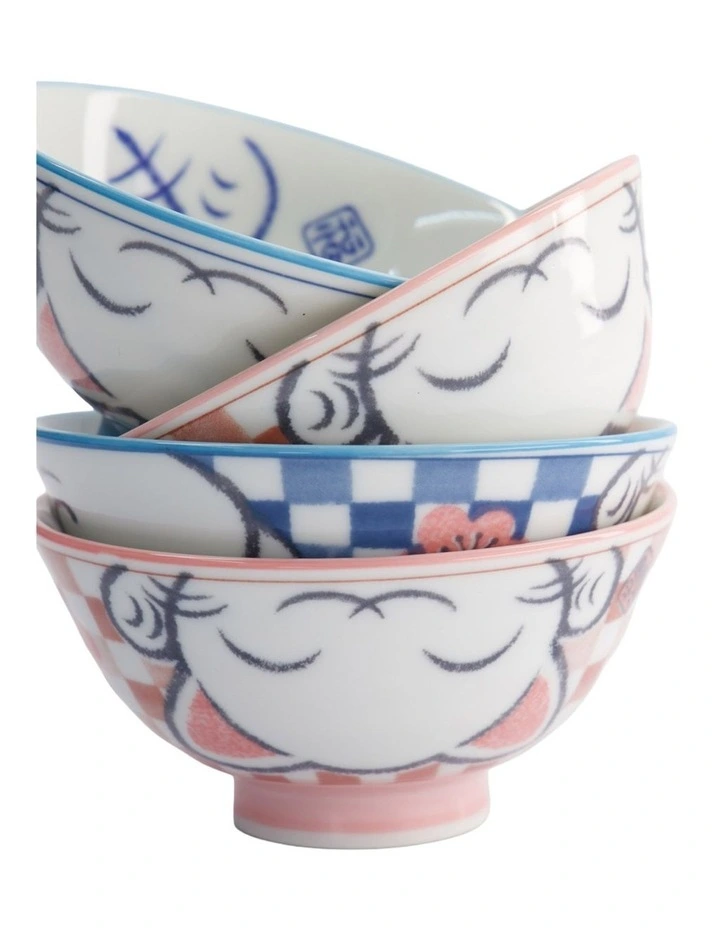 Kawaii Neko Cat Set of 4 Bowls 11x6cm Gift Boxed White image 3