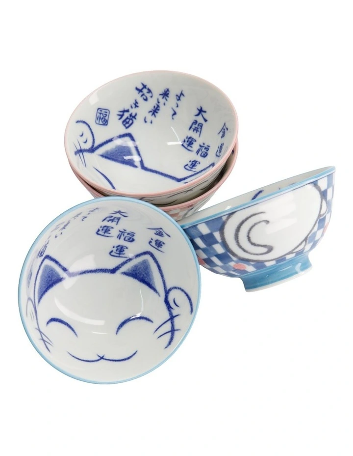 Kawaii Neko Cat Set of 4 Bowls 11x6cm Gift Boxed White image 7