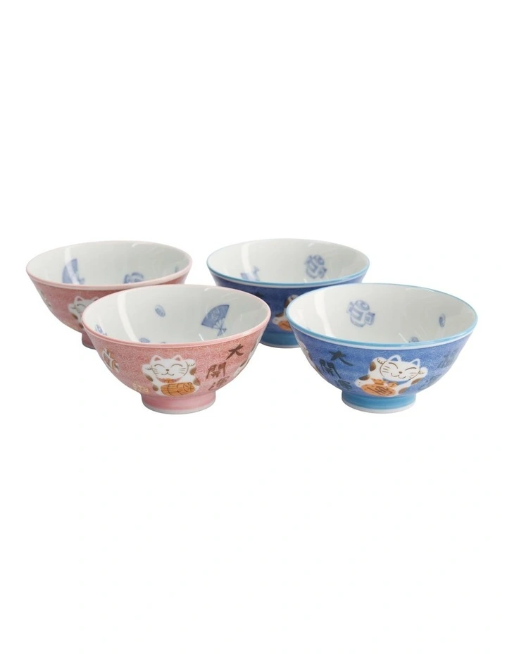 Kawaii Neko Cat Bowls 11x6cm Set of 4 Gift Boxed Assorted image 2