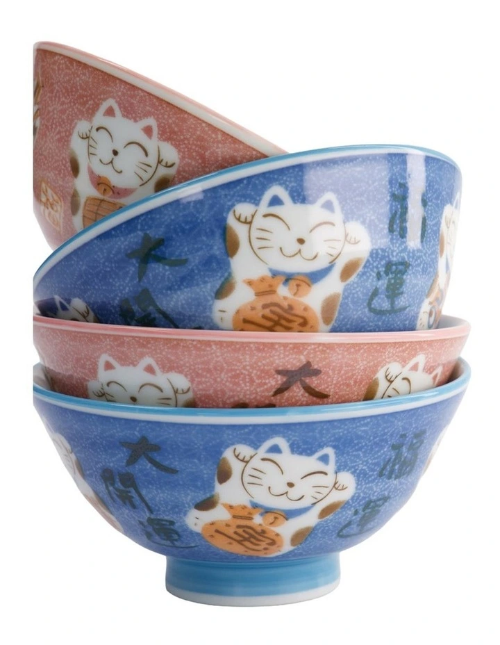 Kawaii Neko Cat Bowls 11x6cm Set of 4 Gift Boxed Assorted image 3