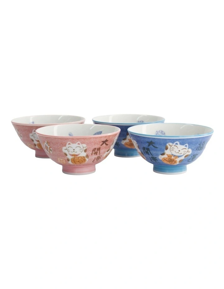 Kawaii Neko Cat Bowls 11x6cm Set of 4 Gift Boxed Assorted image 4