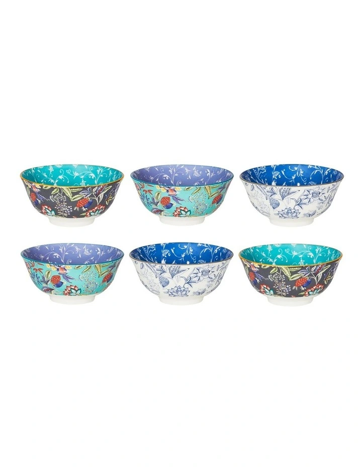 Floral Porcelain Chintz Soup Bowls Set Of 6 in Multi image 1