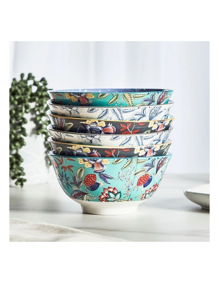 Floral Porcelain Chintz Soup Bowls Set Of 6 in Multi image 4