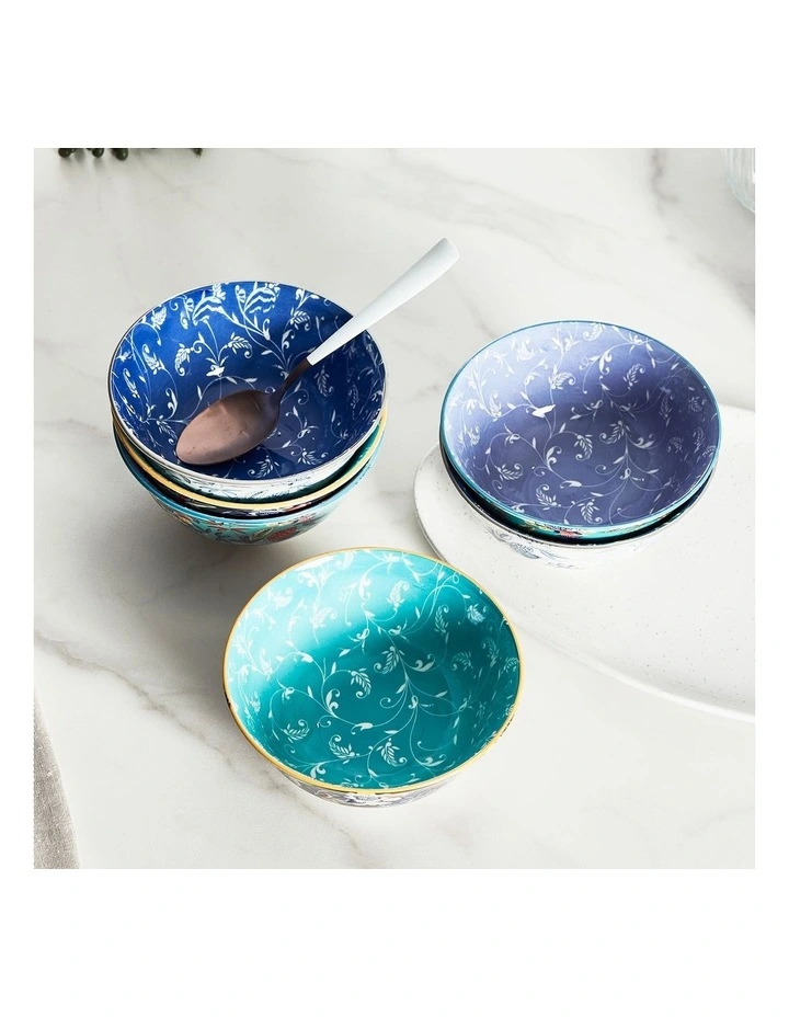 Floral Porcelain Chintz Soup Bowls Set Of 6 in Multi image 5