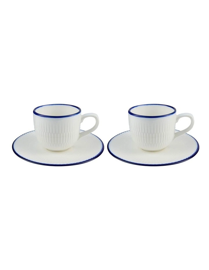 Cafe Demi Cup And Saucer 85ml Set of 2 in White image 1