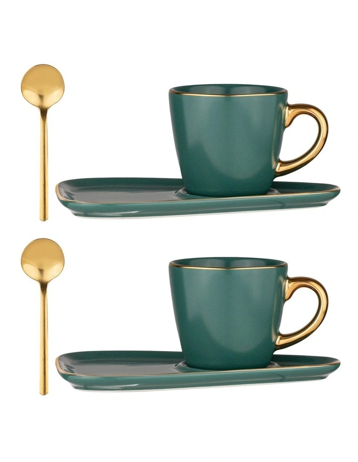 Asteria Teal Espresso Cup & Saucer - 2 pack image 2
