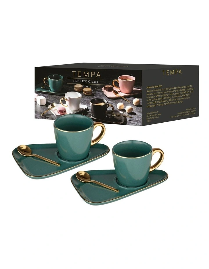 Asteria Teal Espresso Cup & Saucer - 2 pack image 3