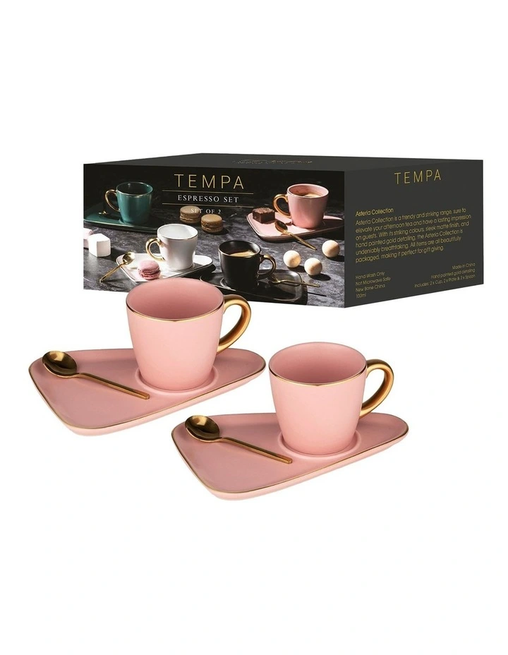 Asteria Pink Espresso Cup & Saucer - 2 pack image 3
